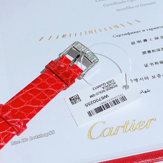 卡地亚手表 Cartier经典款全真镶钻字面 瑞士石英机芯 鳄鱼皮带女表 gjs1137